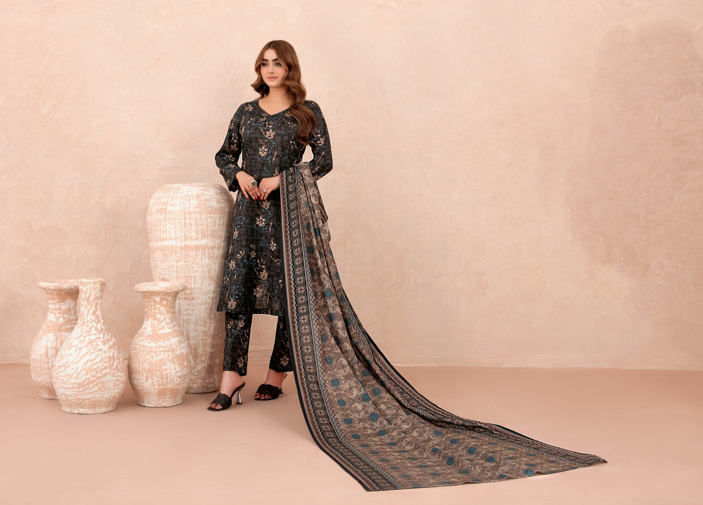 Nazli Tawakkal Premium High Quality Khaddar Printed 3 Piece D#50 - Waheed Javaid Collections