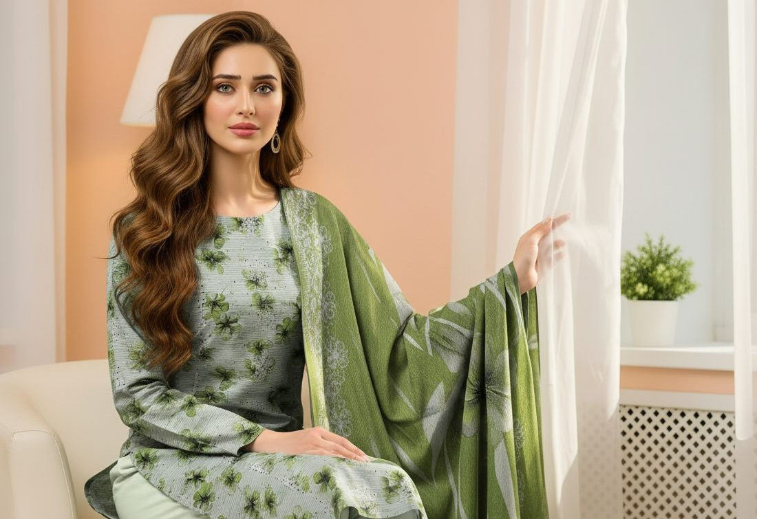 Lotus Embroidered + Printed Doria Lawn 3 Piece 01