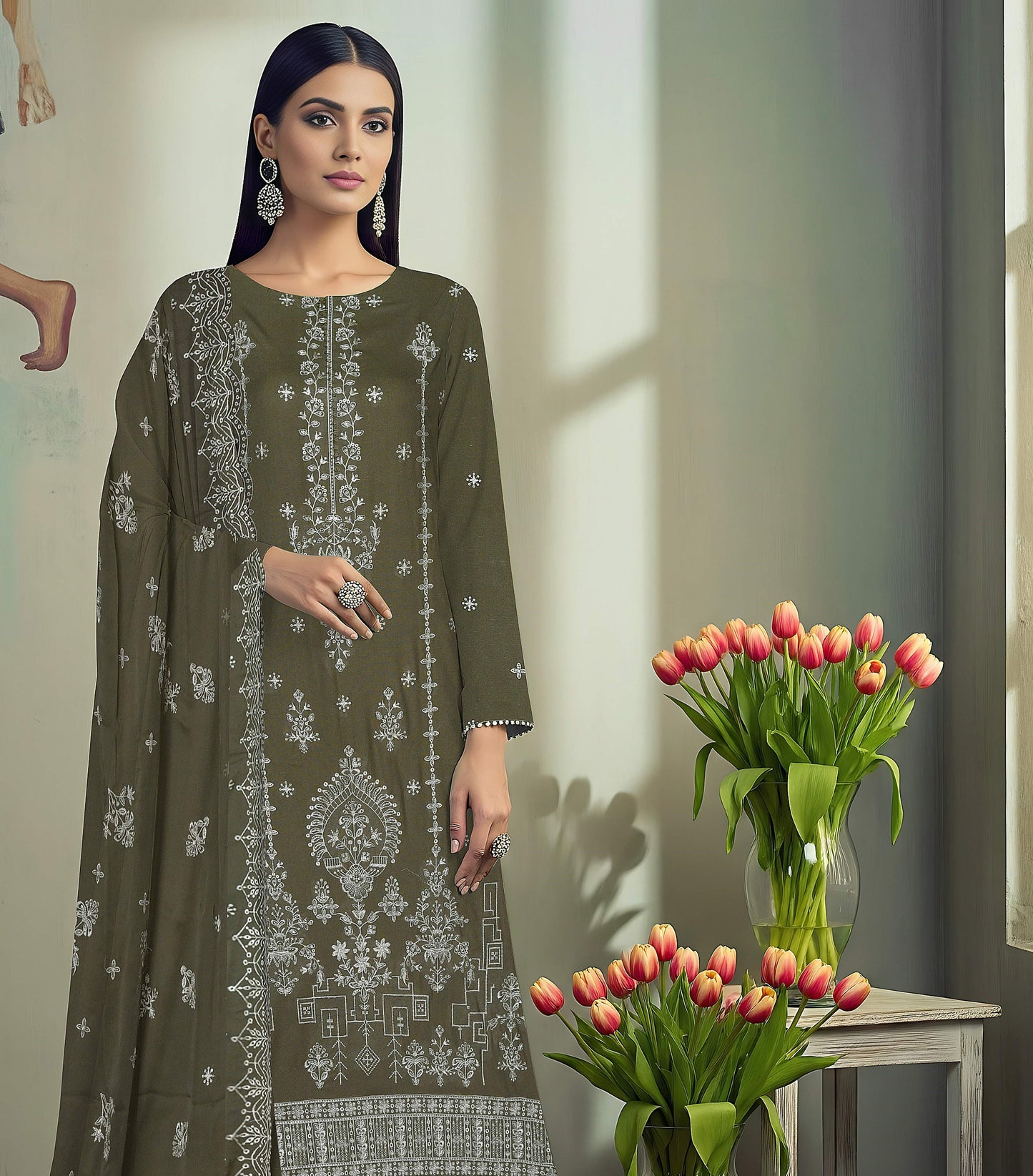 Noir Embroidered 3 Piece Karandi 02