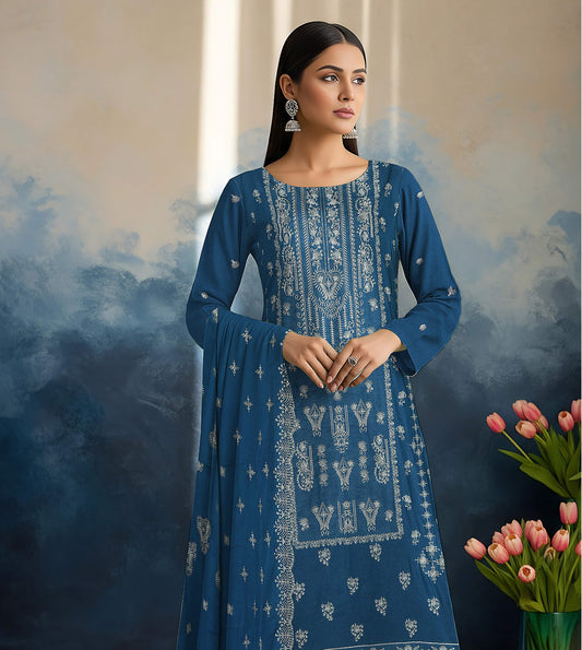 Noir Embroidered 3 Piece Karandi 04