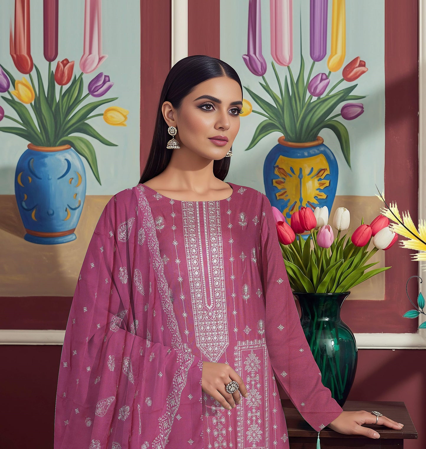 Noir Embroidered 3 Piece Karandi 07