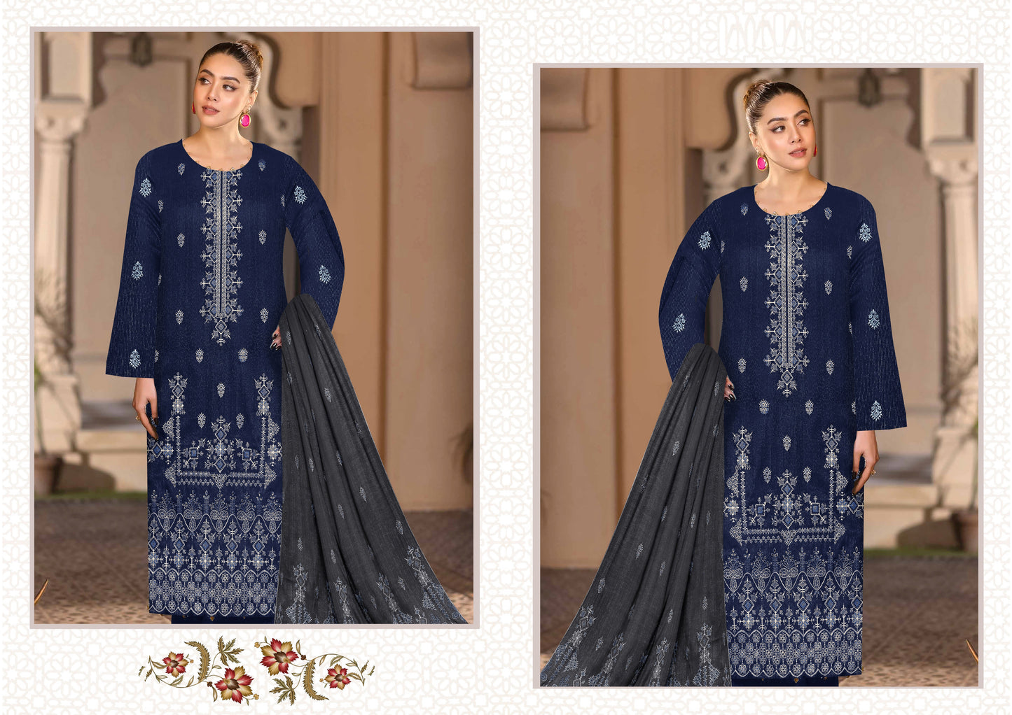 Noorain Peach Leather Collection Embroidered Luxury V5 / D-5