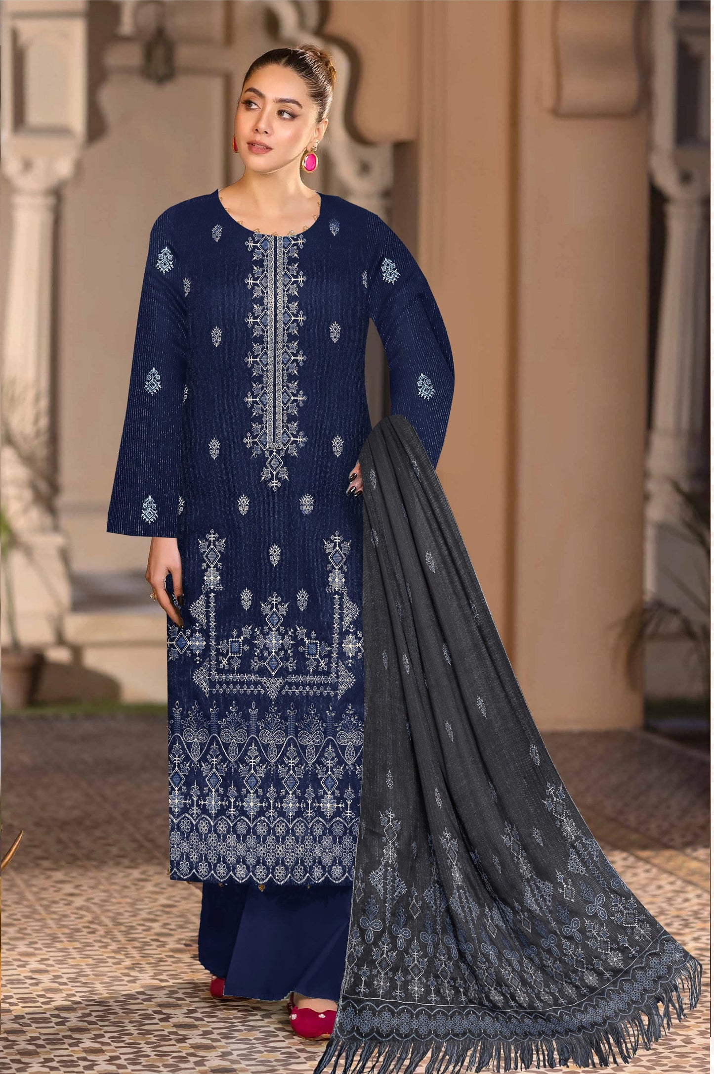 Noorain Peach Leather Collection Embroidered Luxury V5 / D-5