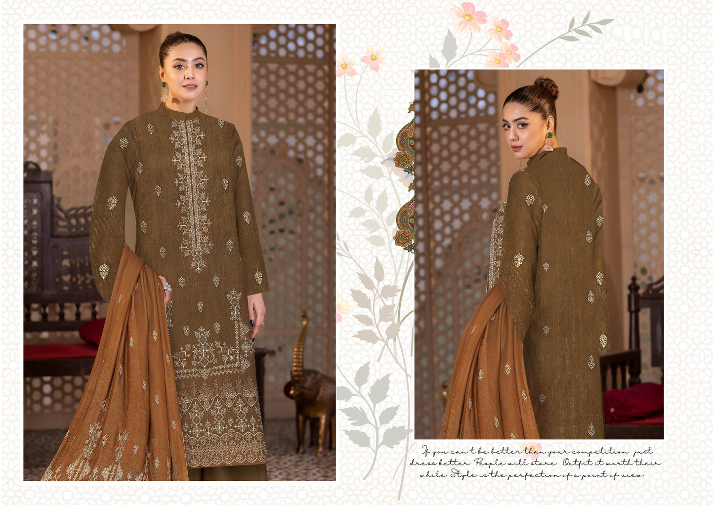 Noorain Peach Leather Collection Embroidered Luxury V5 / D-6