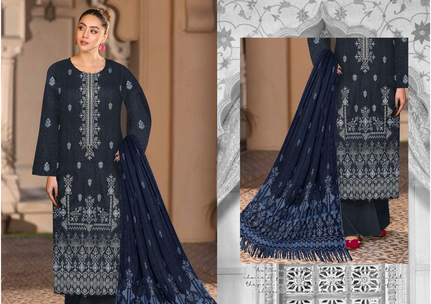 Noorain Peach Leather Collection Embroidered Luxury V5 / D-2
