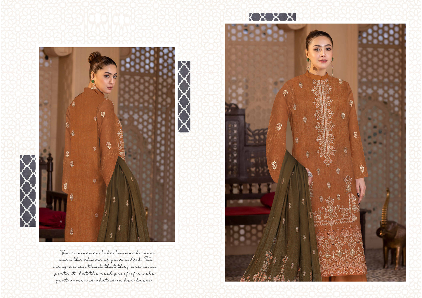 Noorain Peach Leather Collection Embroidered Luxury V5 / D-3