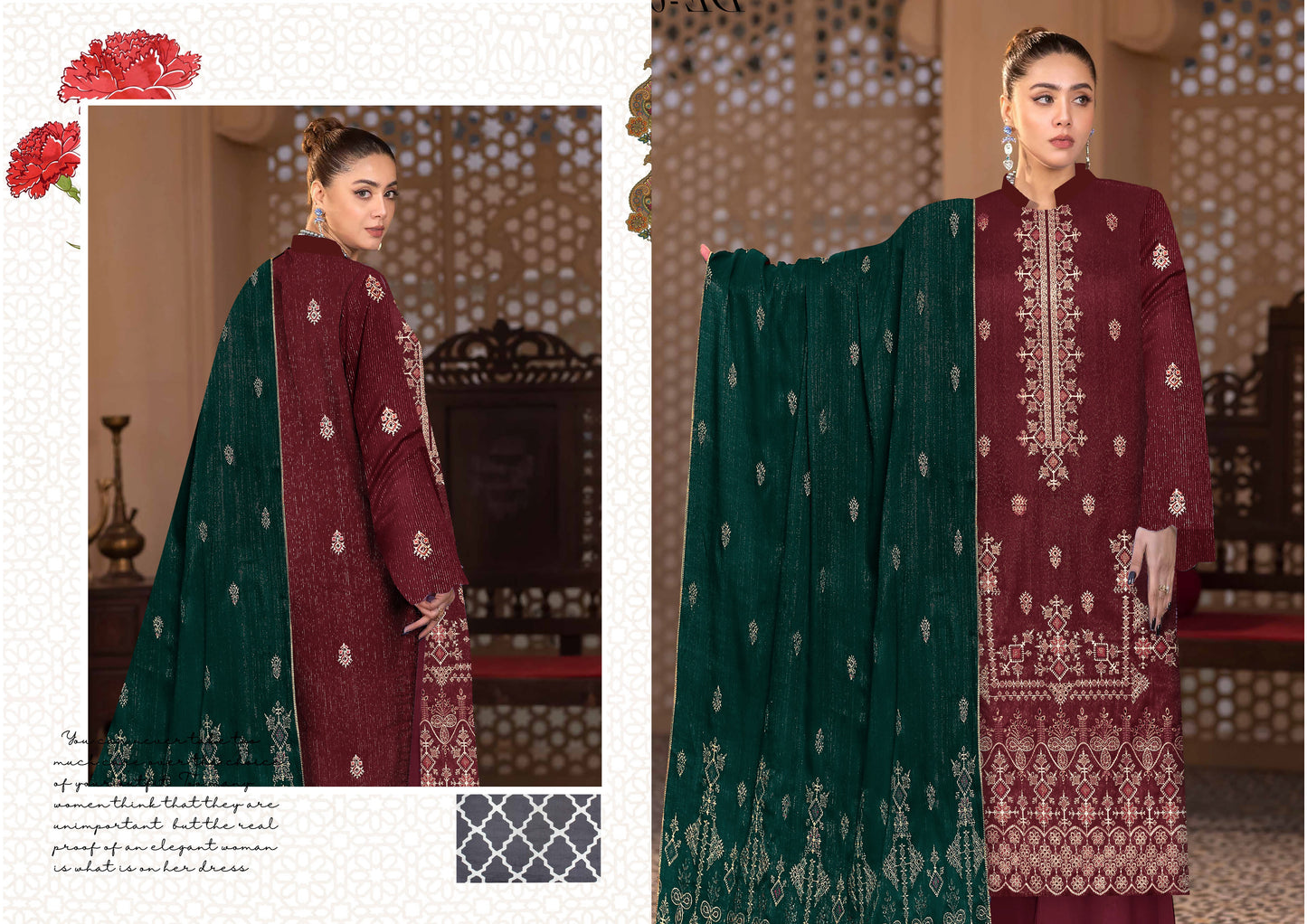 Noorain Peach Leather Collection Embroidered Luxury V5 / D-4
