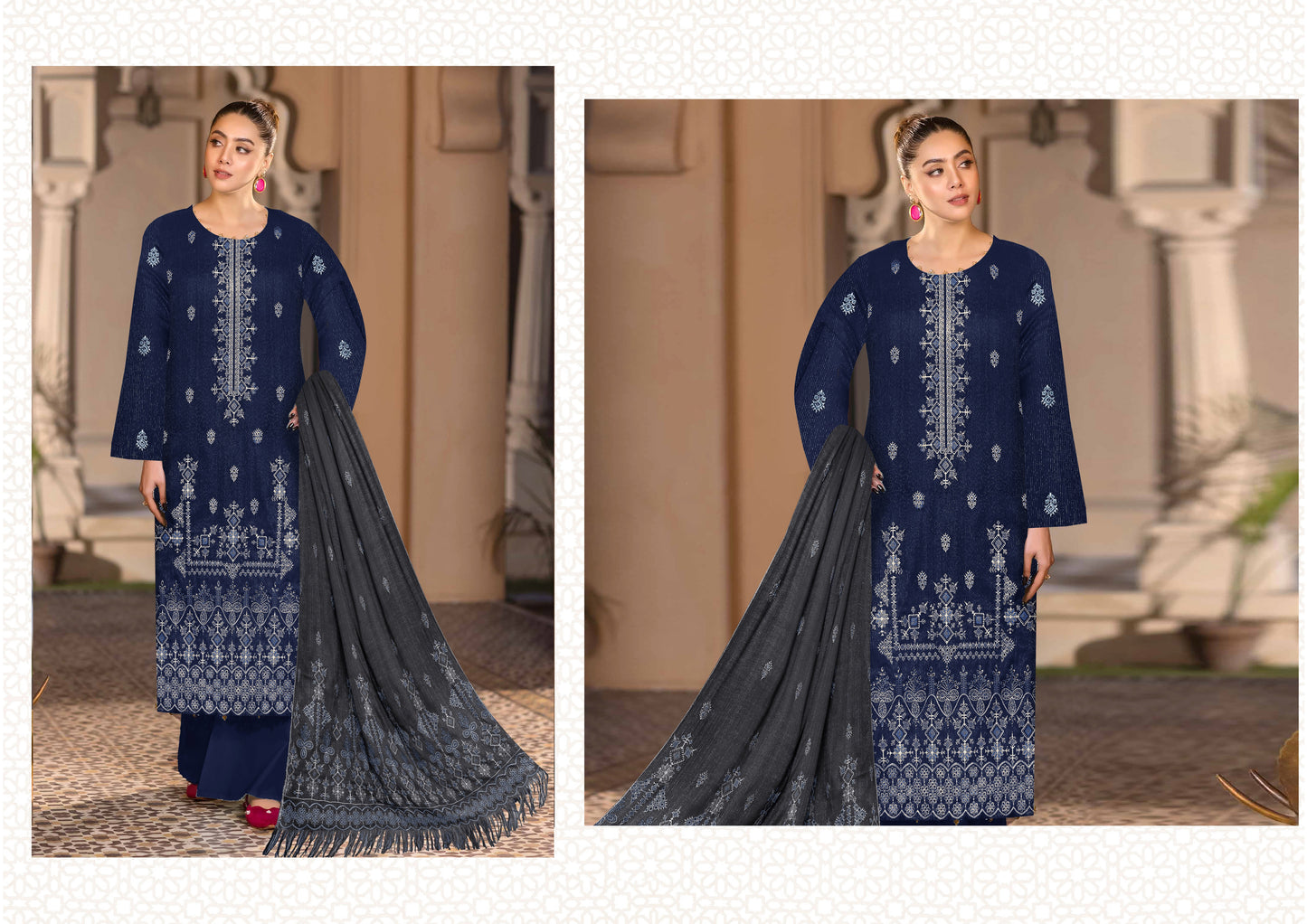 Noorain Peach Leather Collection Embroidered Luxury V5 / D-5
