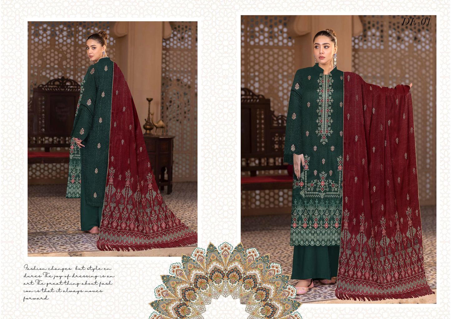 Noorain Peach Leather Collection Embroidered Luxury V5 / D-1