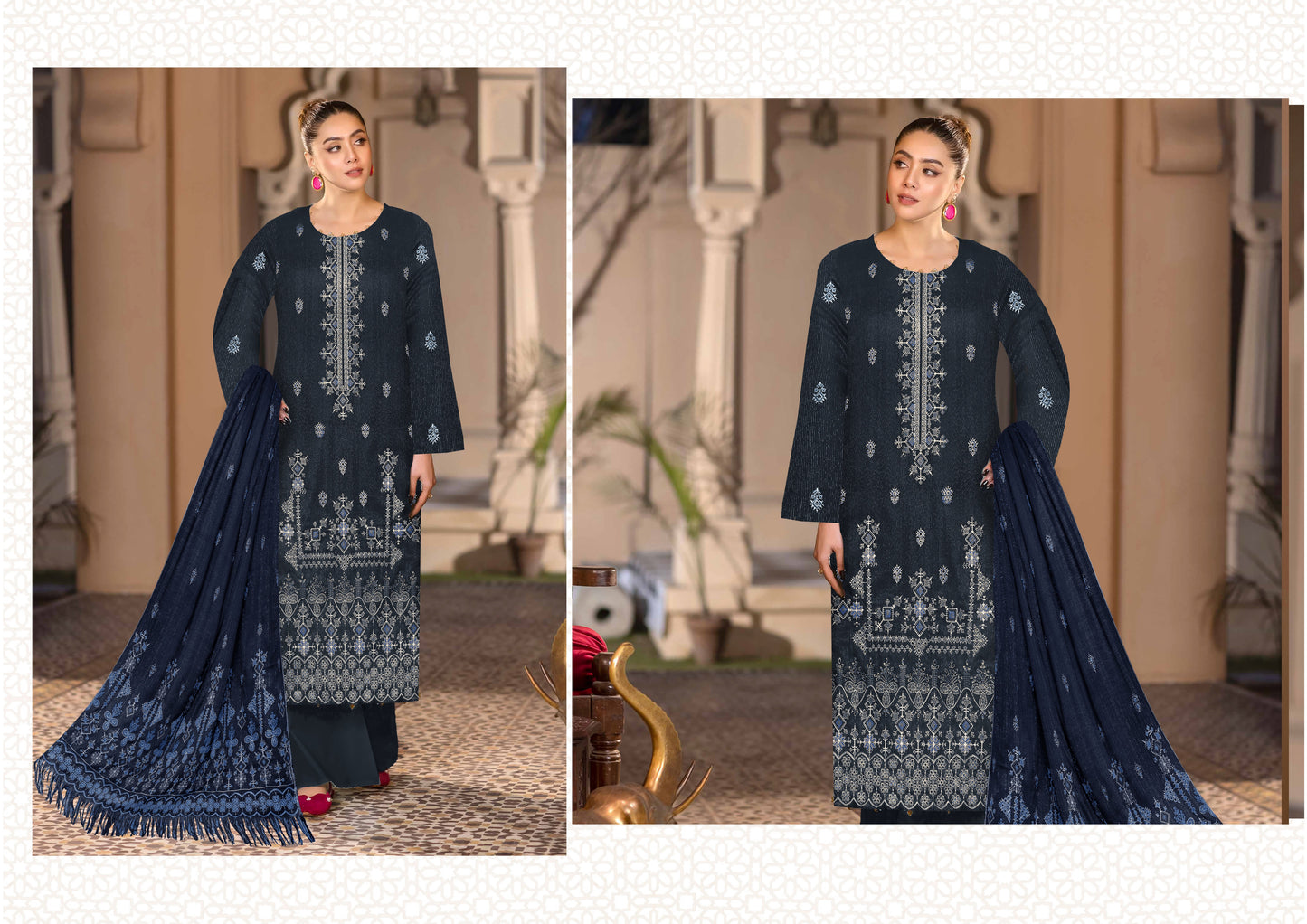 Noorain Peach Leather Collection Embroidered Luxury V5 / D-2