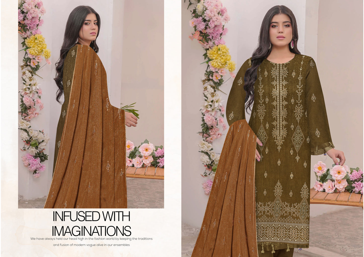 Noorain Peach Leather Collection Embroidered Luxury V6 / D-5