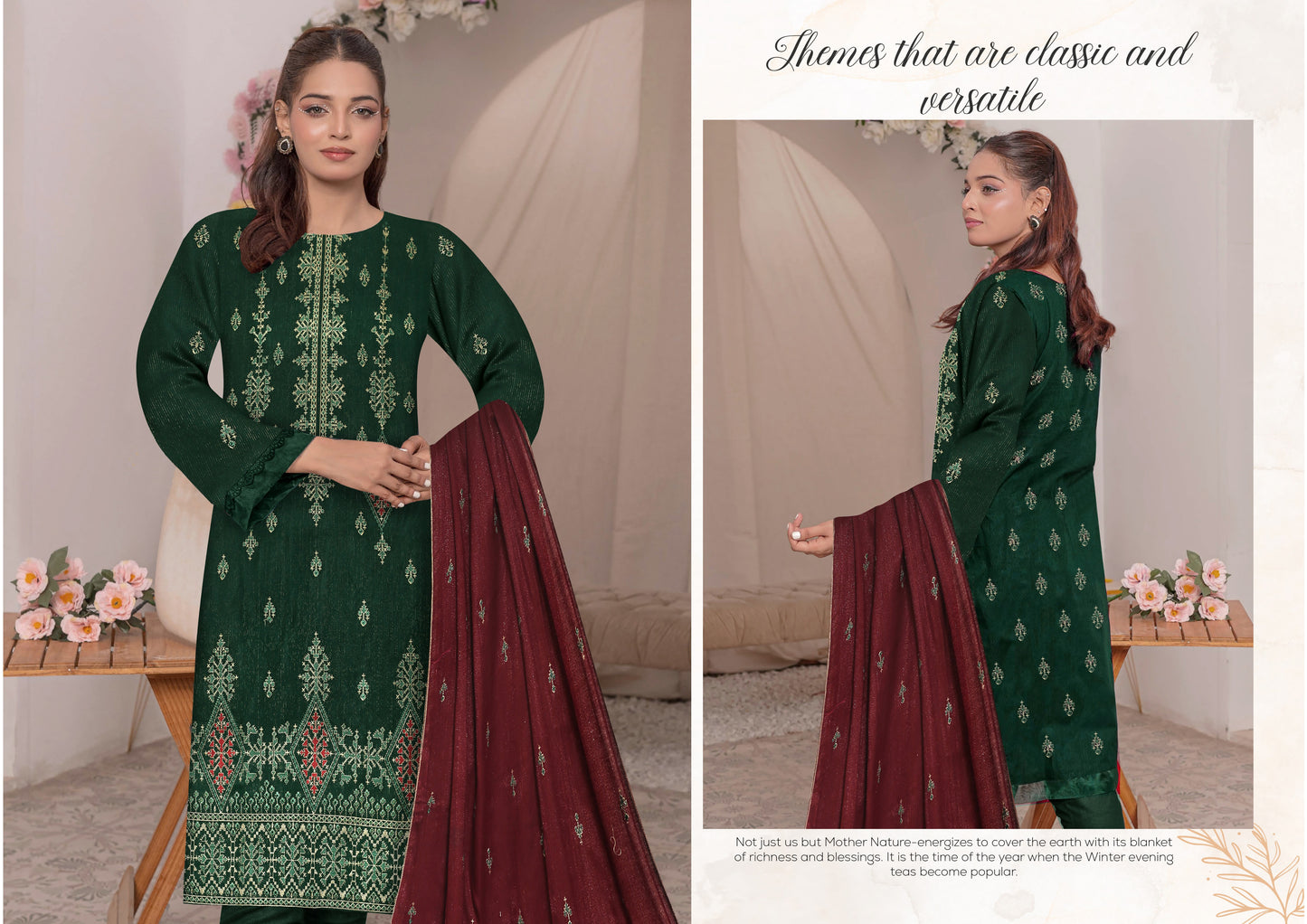 Noorain Peach Leather Collection Embroidered Luxury V6 / D-1