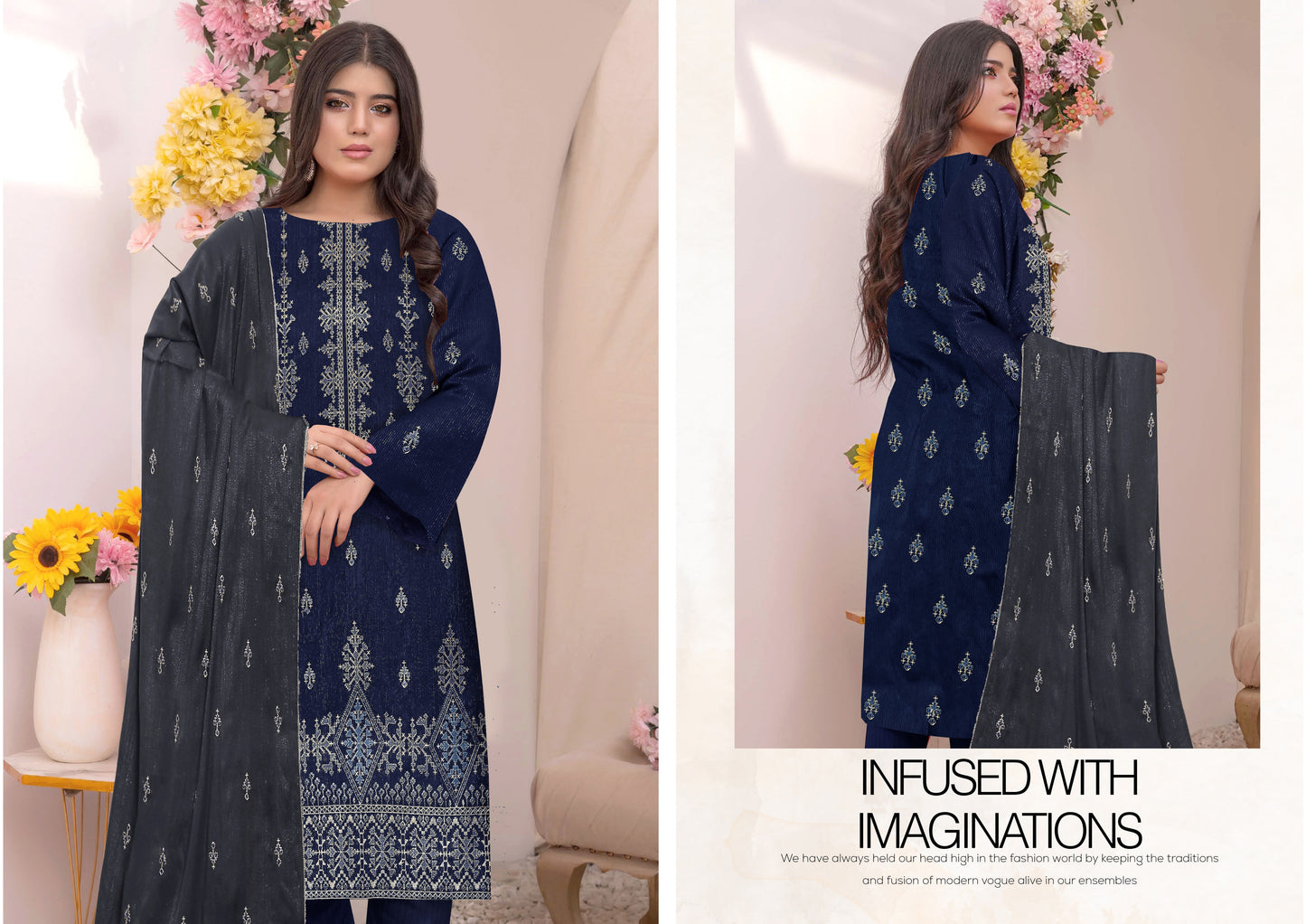 Noorain Peach Leather Collection Embroidered Luxury V6 / D-2
