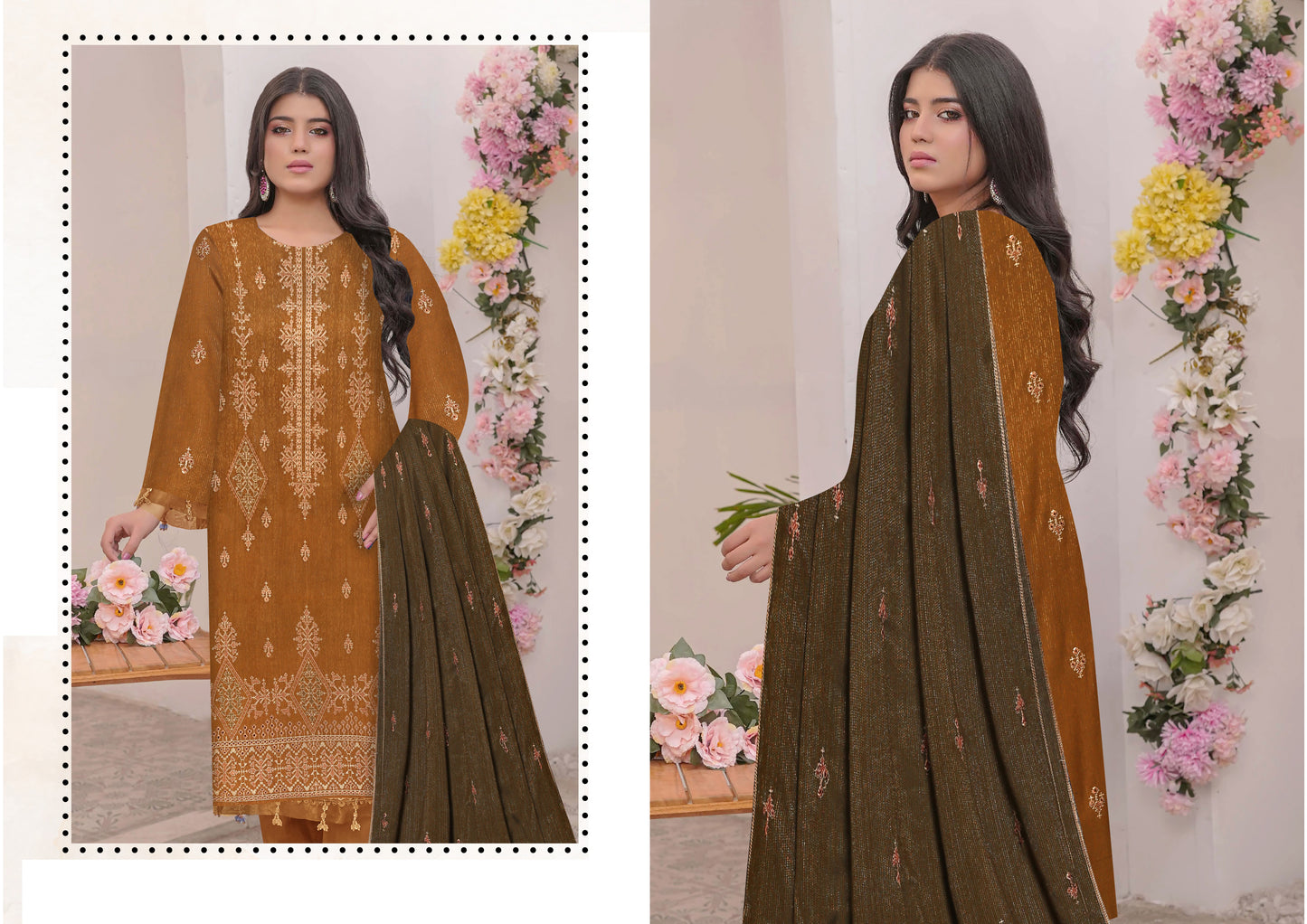 Noorain Peach Leather Collection Embroidered Luxury V6 / D-3