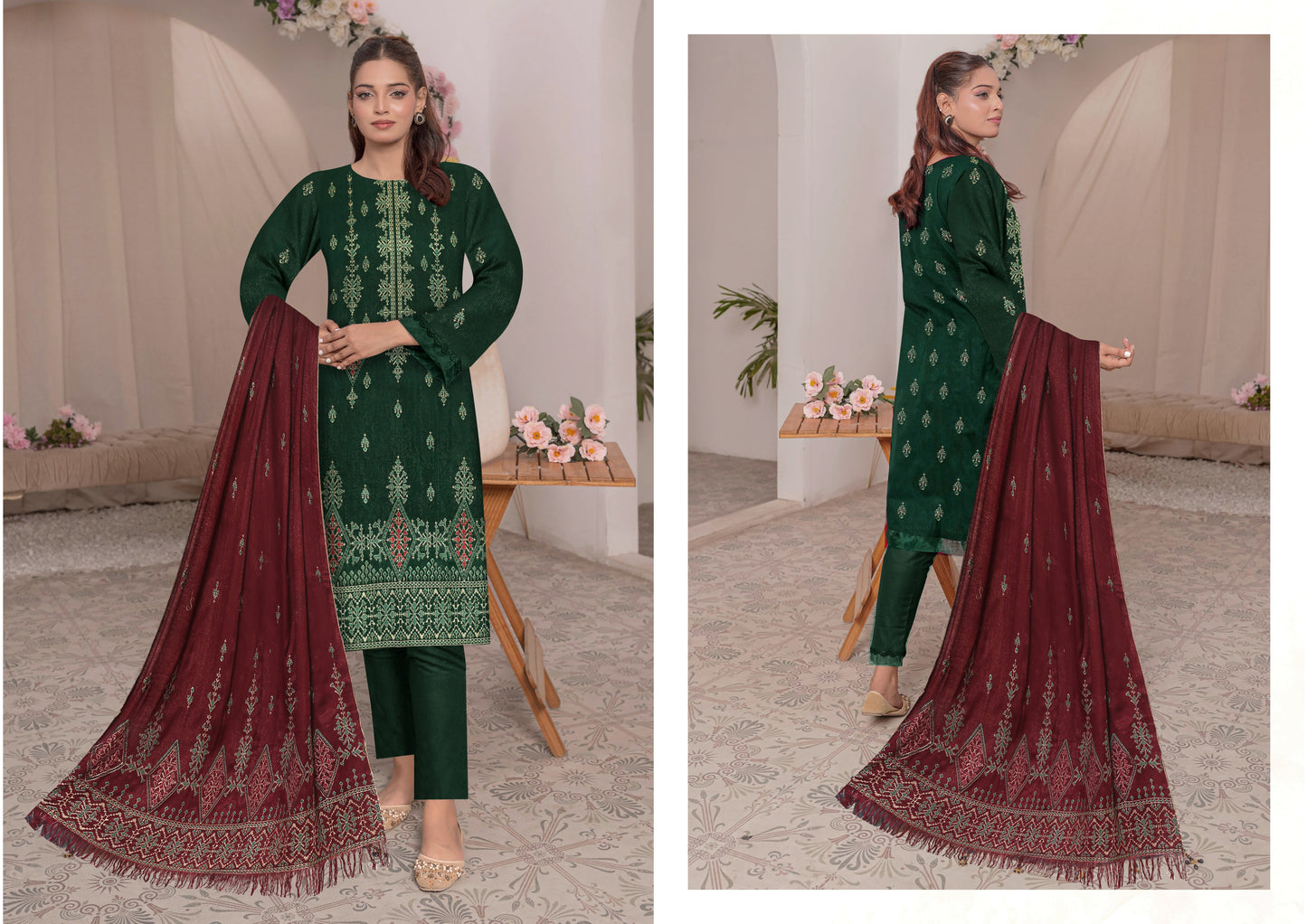 Noorain Peach Leather Collection Embroidered Luxury V6 / D-1