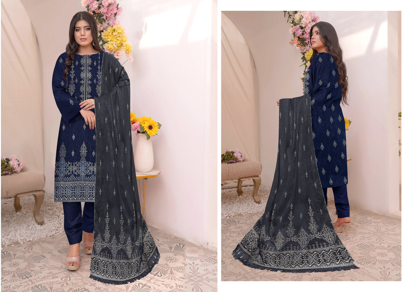Noorain Peach Leather Collection Embroidered Luxury V6 / D-2