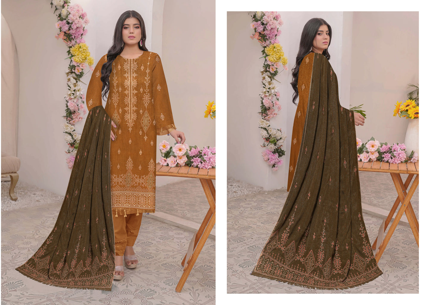 Noorain Peach Leather Collection Embroidered Luxury V6 / D-3