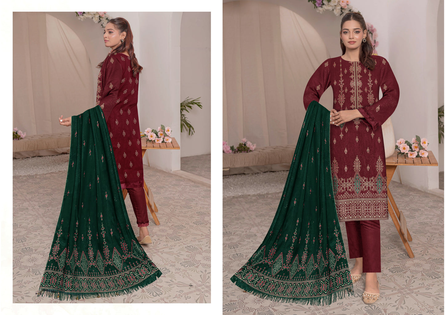 Noorain Peach Leather Collection Embroidered Luxury V6 / D-4
