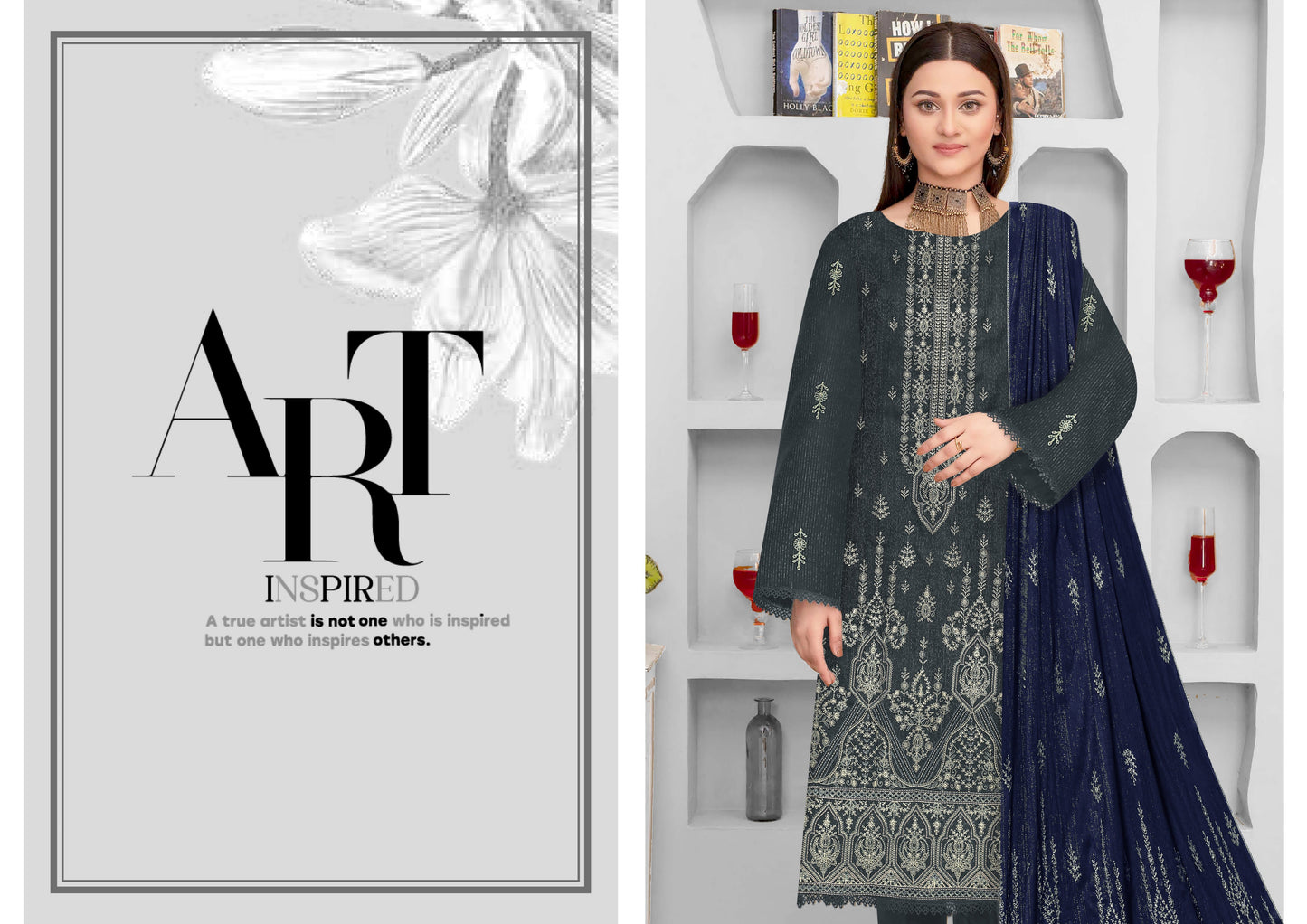 Noorain Peach Leather Collection Embroidered Luxury V8 / D-6