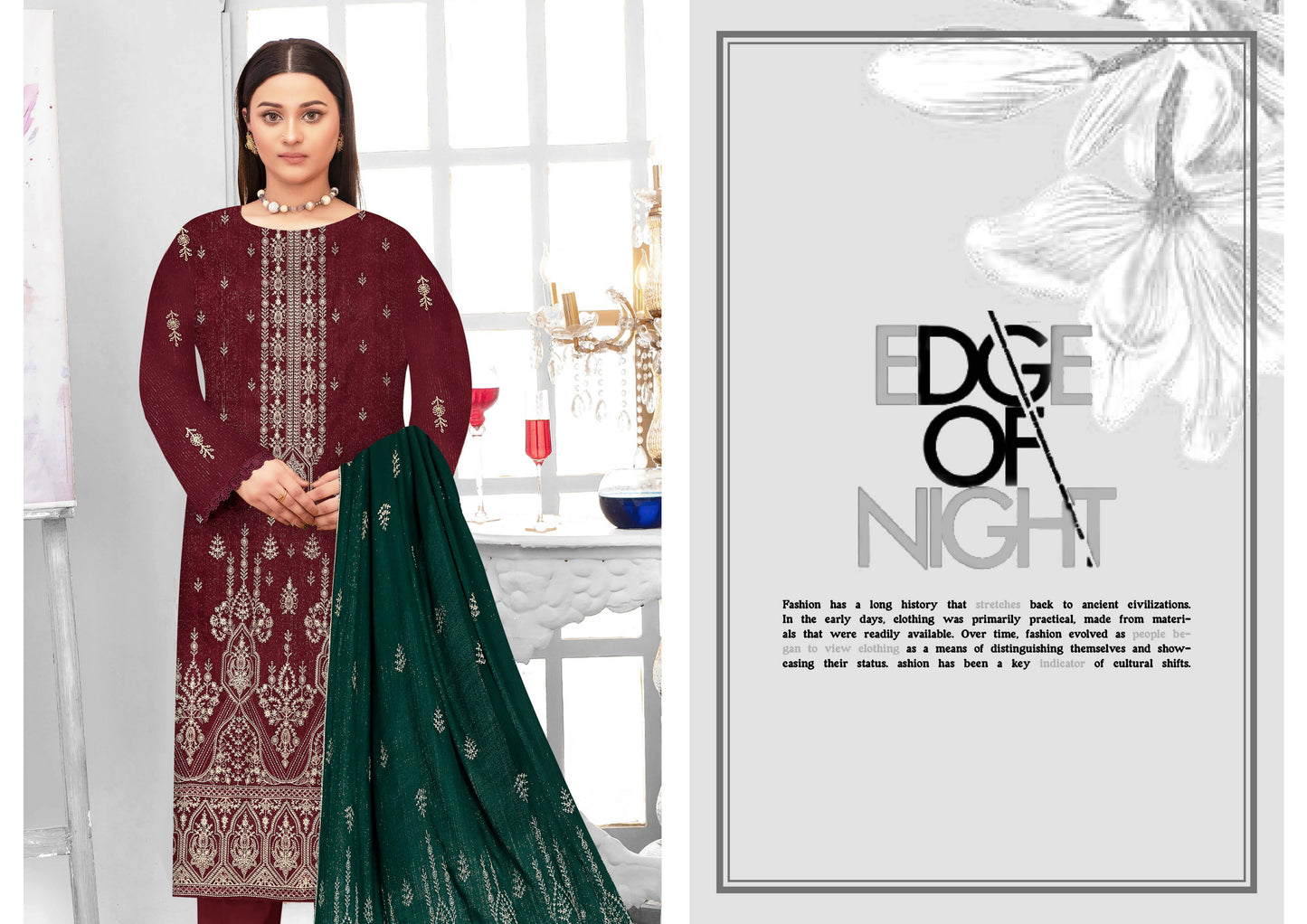 Noorain Peach Leather Collection Embroidered Luxury V8 / D-3