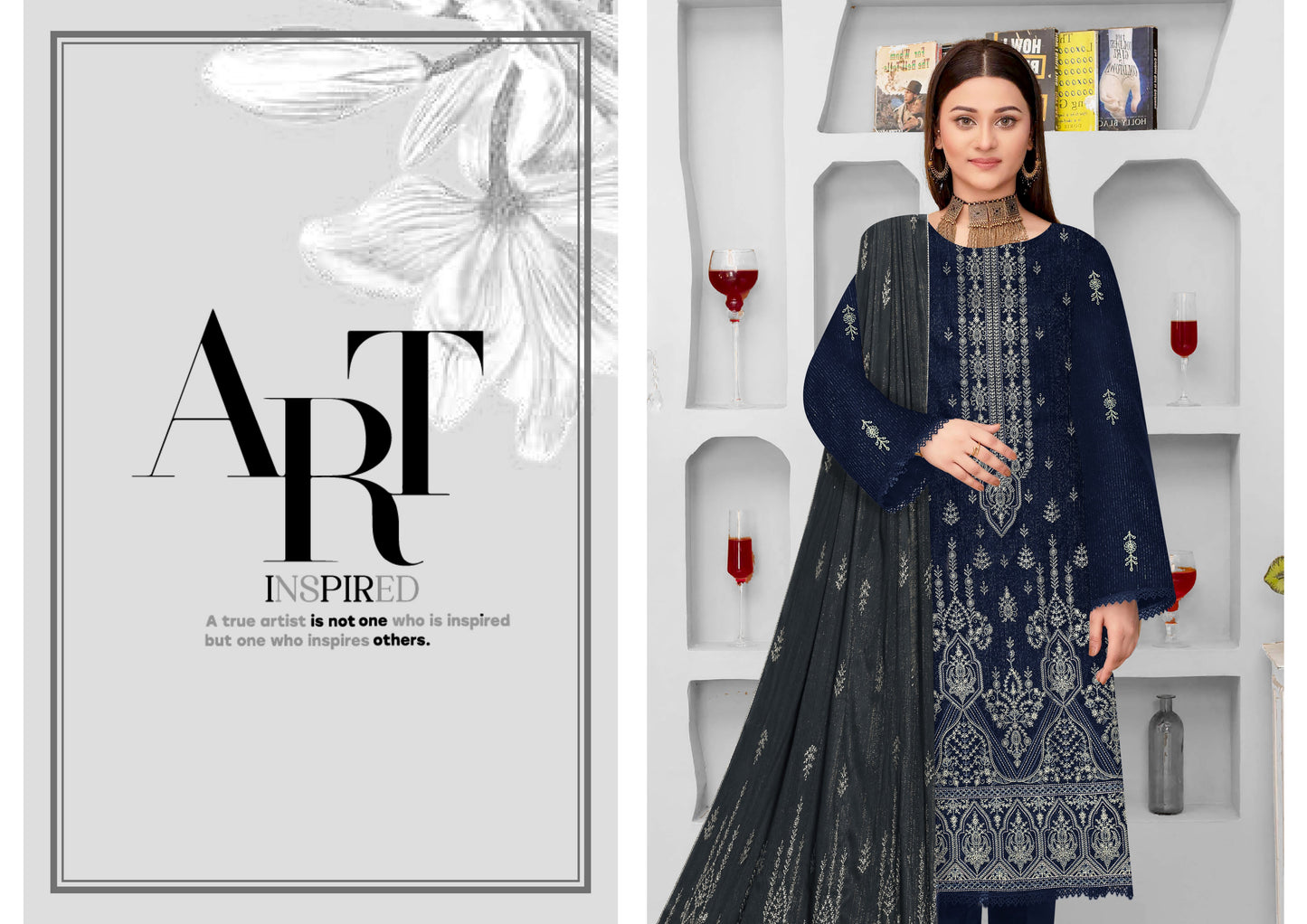 Noorain Peach Leather Collection Embroidered Luxury V8 / D-4