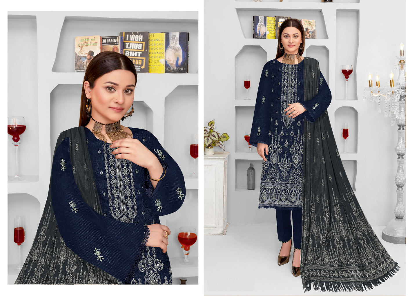 Noorain Peach Leather Collection Embroidered Luxury V8 / D-4
