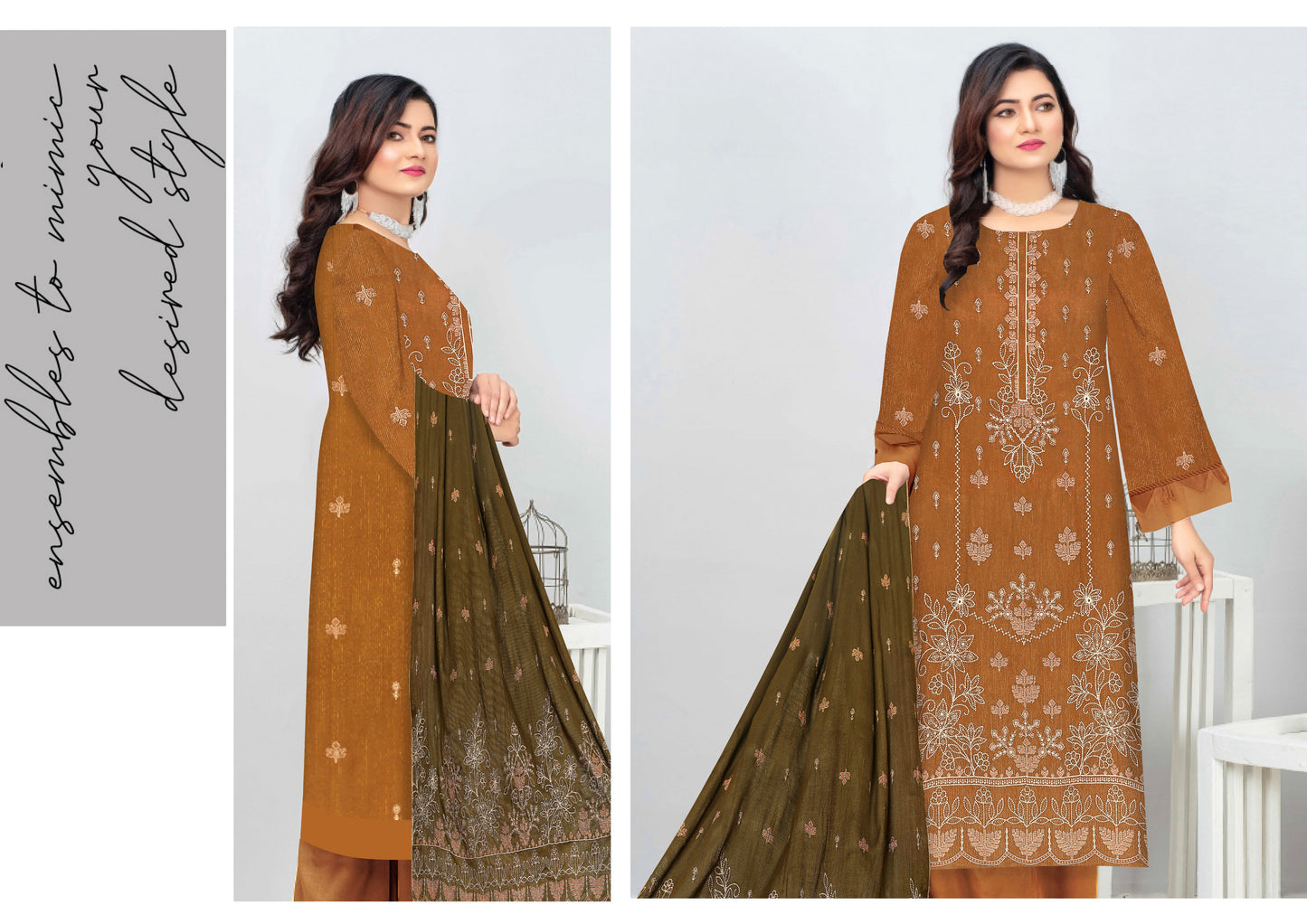 Noorain Peach Leather Collection Embroidered Luxury V9 / D-2