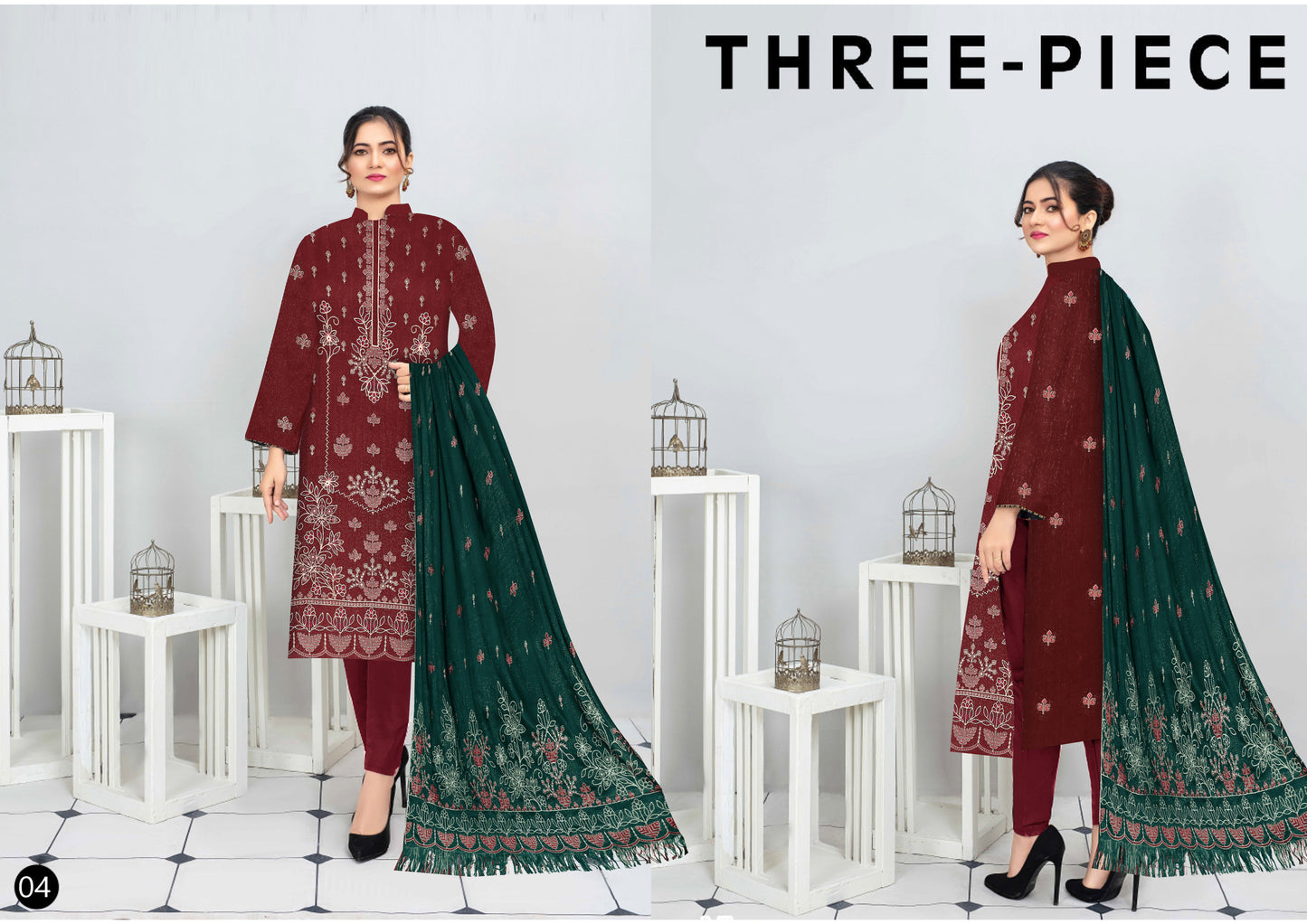 Noorain Peach Leather Collection Embroidered Luxury V9 / D-4