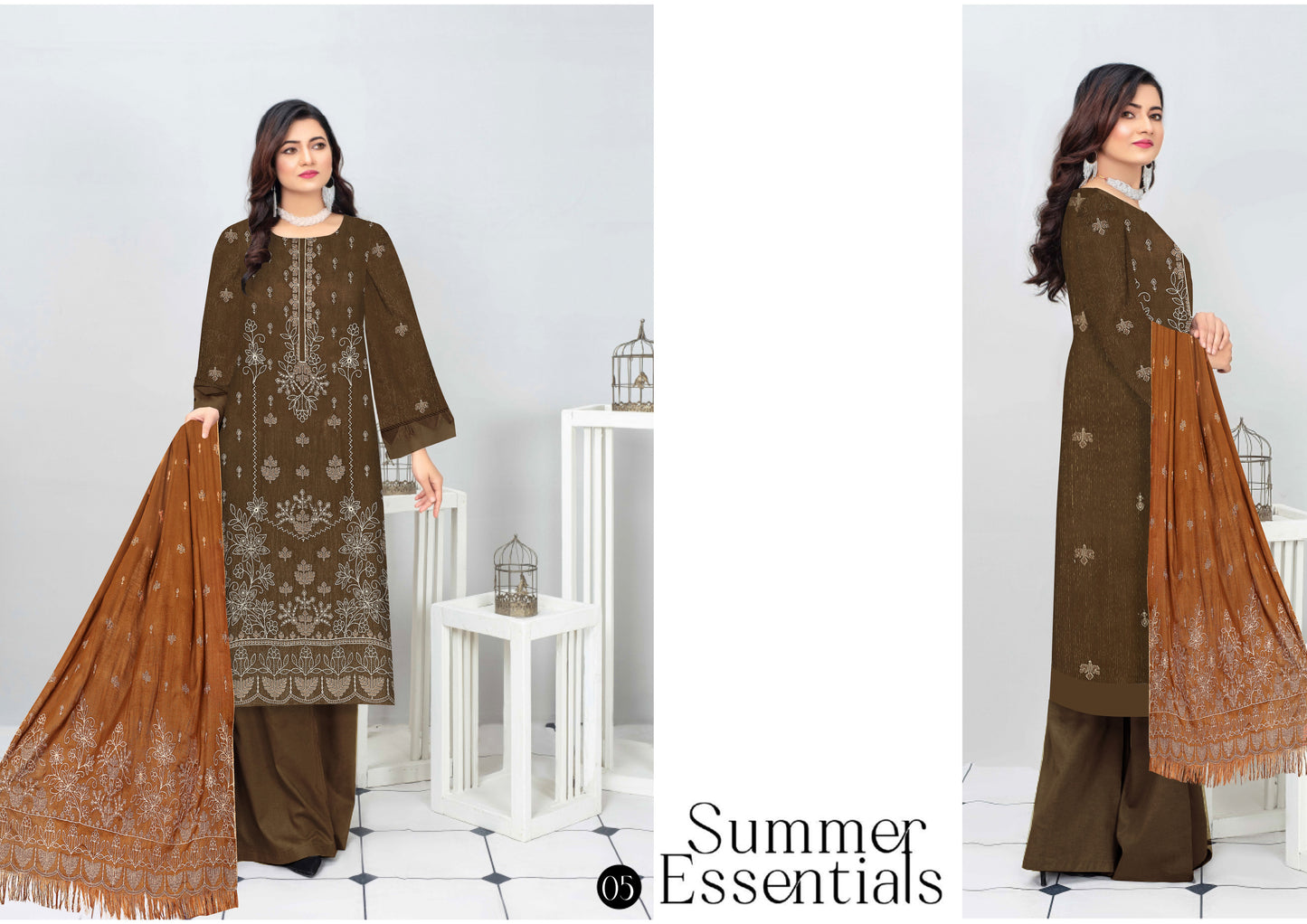 Noorain Peach Leather Collection Embroidered Luxury V9 / D-5