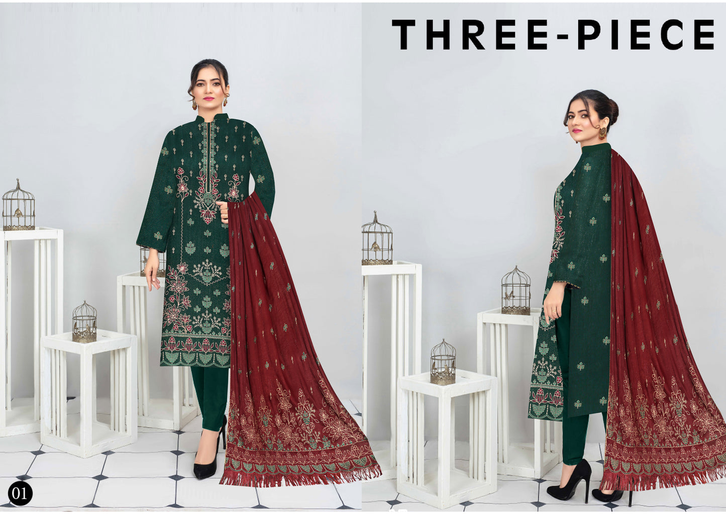Noorain Peach Leather Collection Embroidered Luxury V9 / D-1