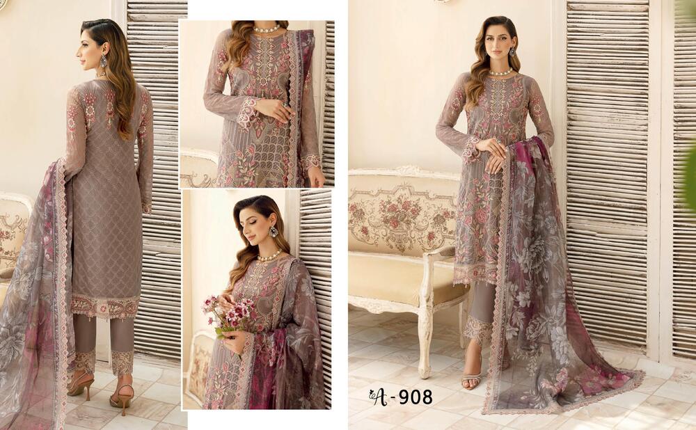 Ramsha Chevron Chiffon Vol-09 A-908 - Waheed Javaid Collections