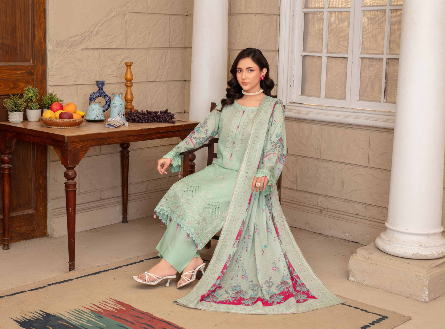 Riwayat by RangRaiz Lawn Embroidered 3 Piece A-04 - Waheed Javaid Collections