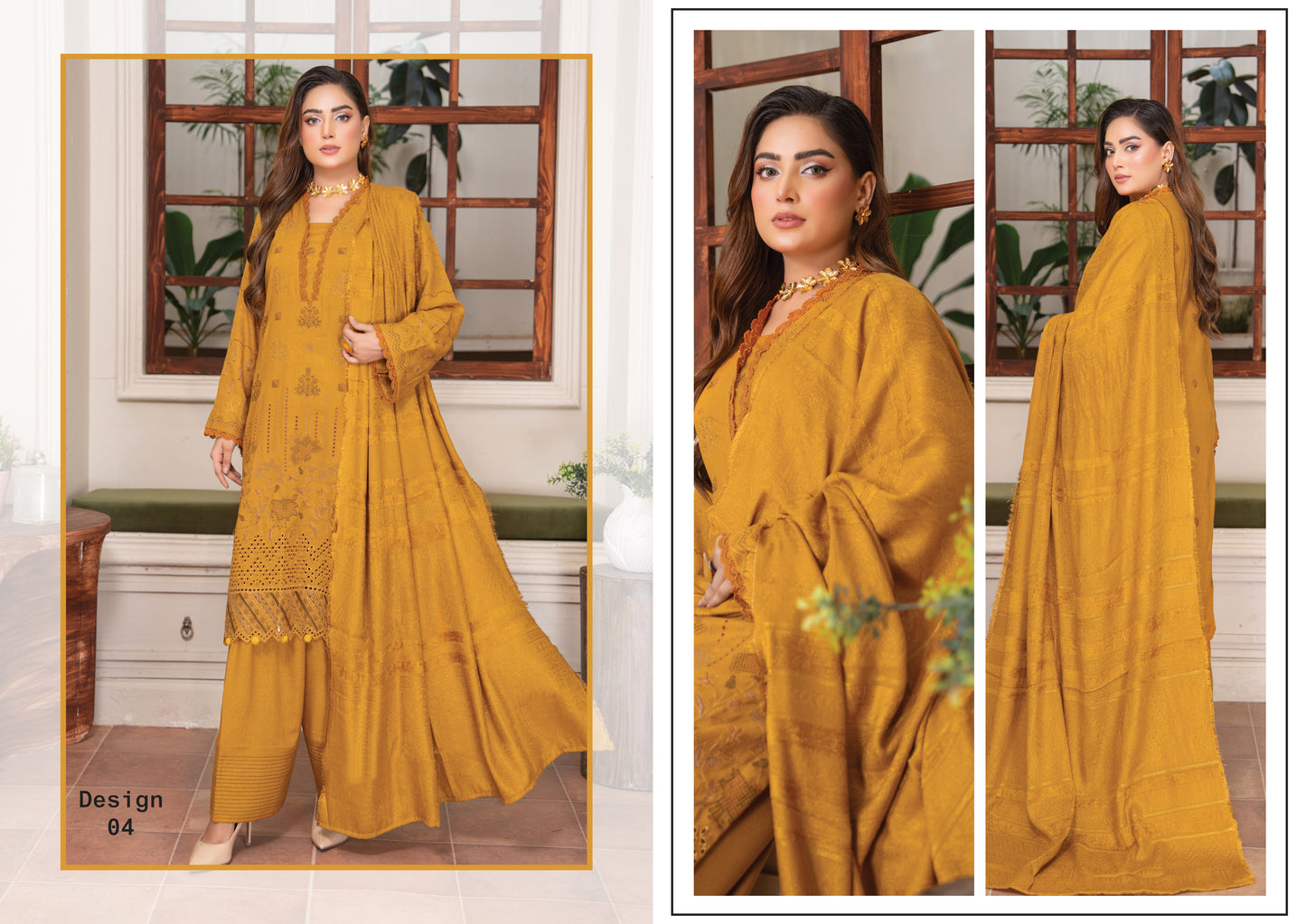 Rubab Peach Leather Embroidered D-4