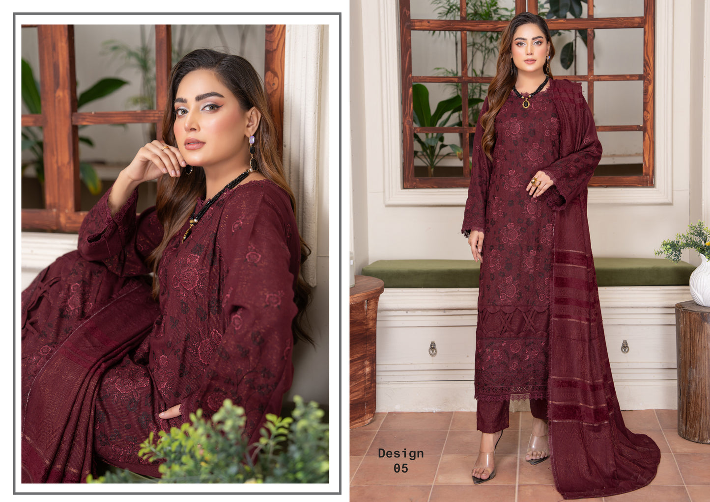 Rubab Peach Leather Embroidered D-5