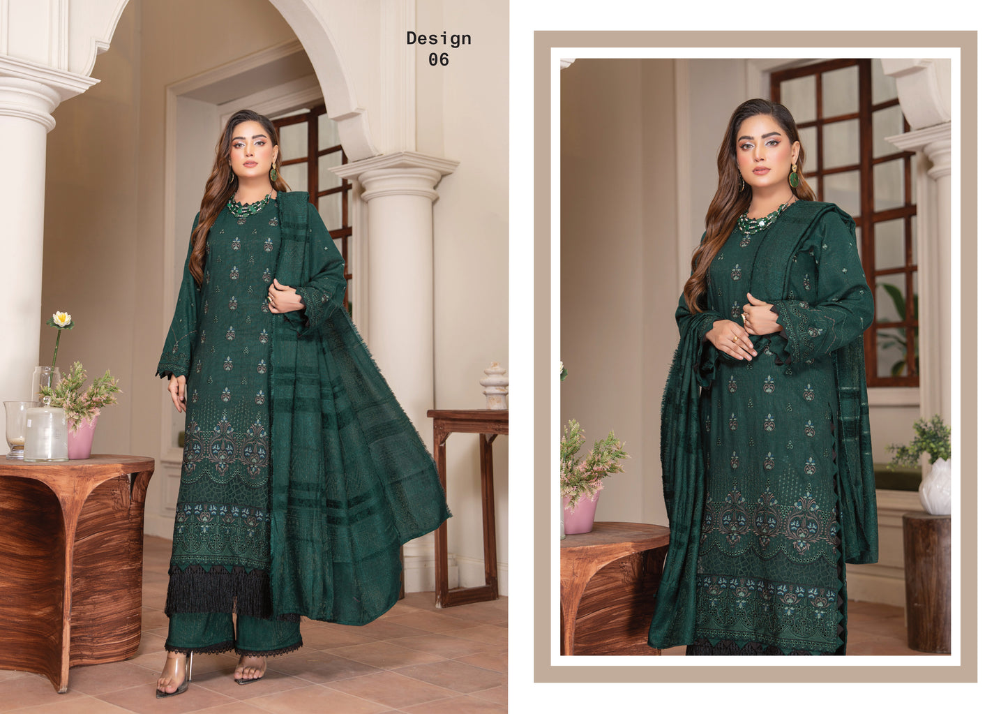 Rubab Peach Leather Embroidered D-6