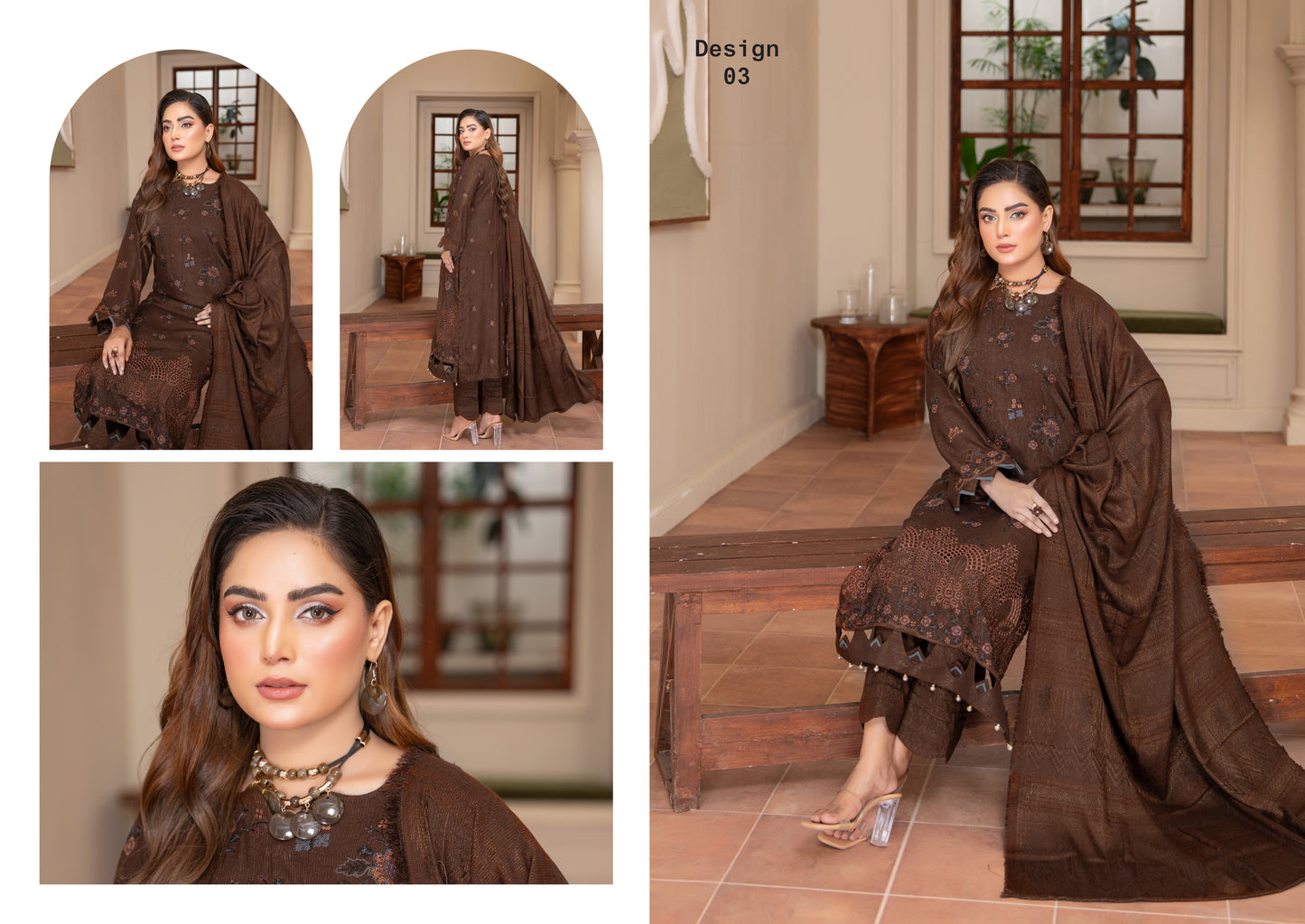 Rubab Peach Leather Embroidered D-3