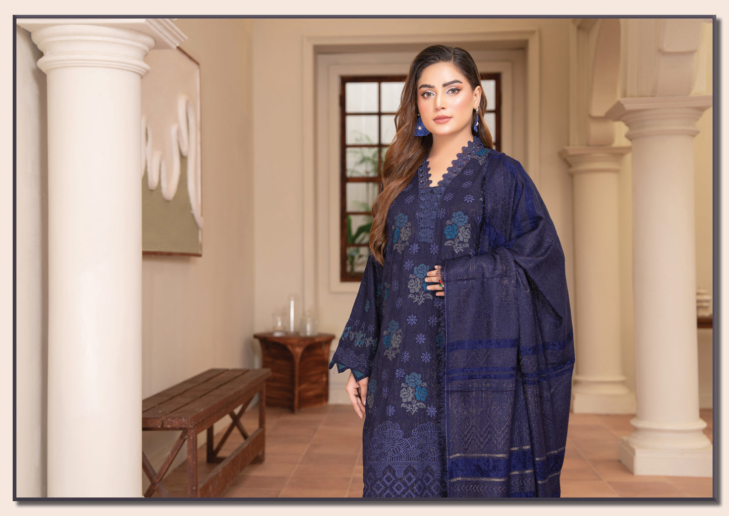 Rubab Peach Leather Embroidered D-1