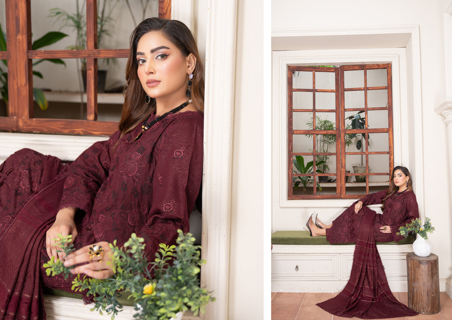Rubab Peach Leather Embroidered D-5