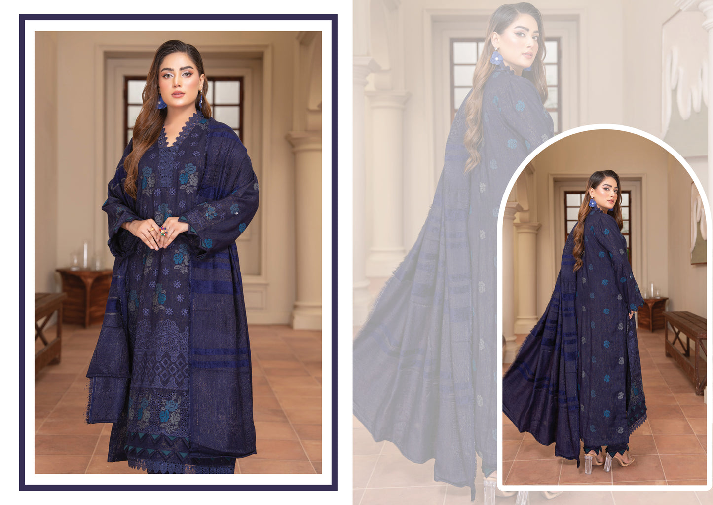 Rubab Peach Leather Embroidered D-1