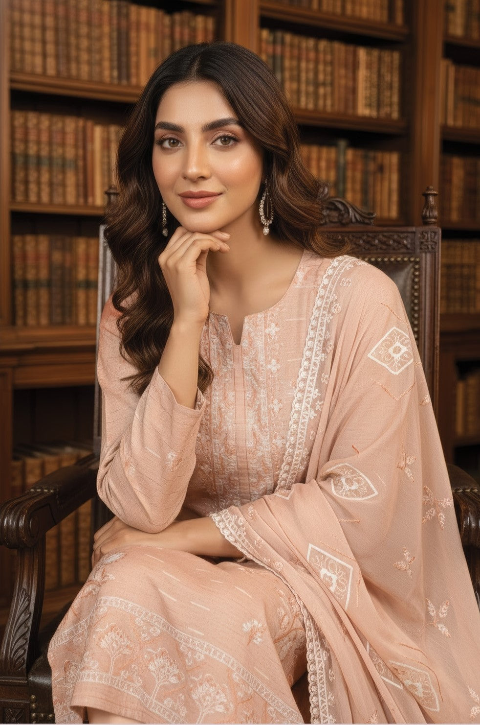 White Rose RangNoor Lawn Embroidered 3 Piece 01 - Waheed Javaid Collections