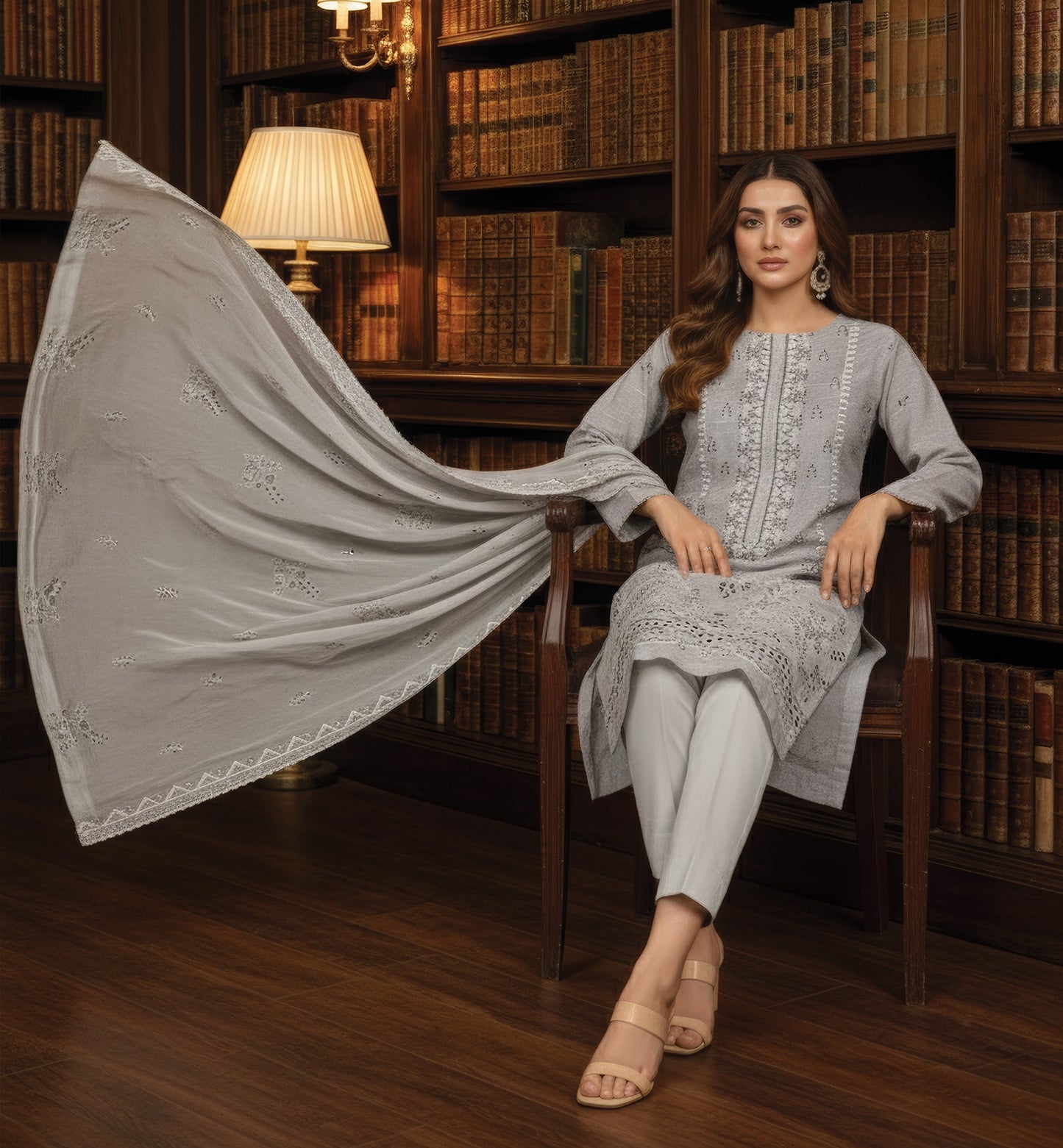 White Rose RangNoor Lawn Embroidered 3 Piece 03 - Waheed Javaid Collections