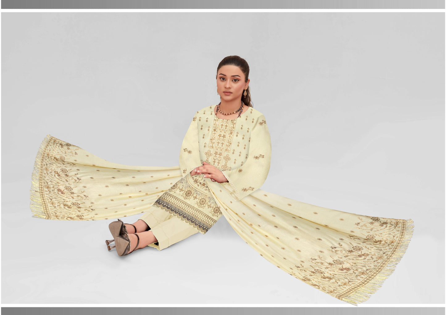 Zaleef Peach Leather Mother Collection Embroidered V-5 / D-1