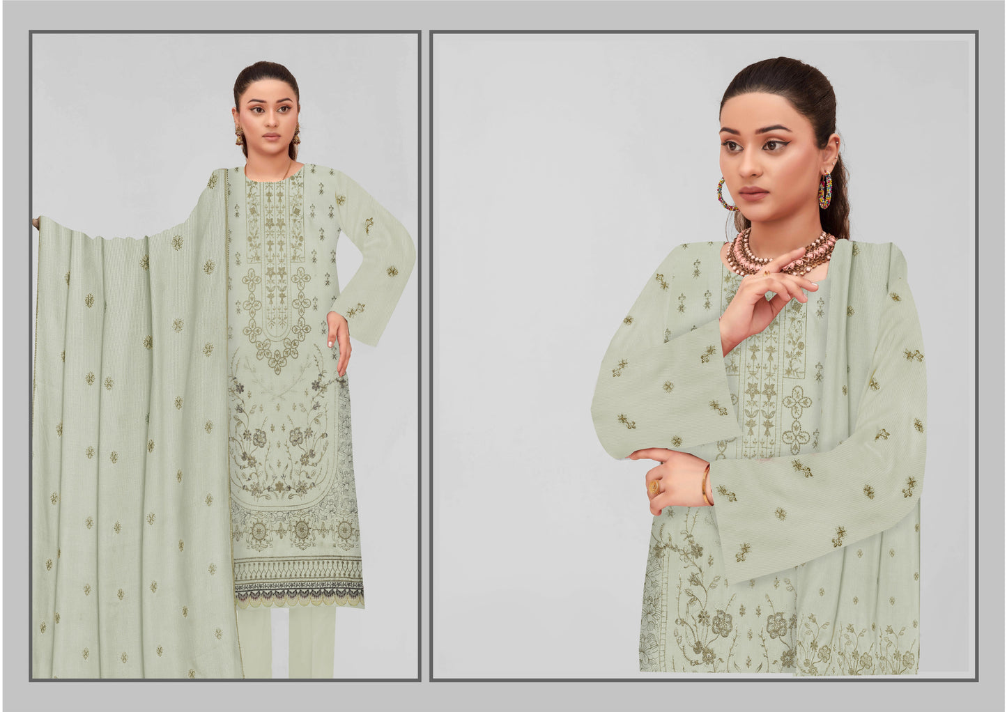 Zaleef Peach Leather Mother Collection Embroidered V-5 / D-2