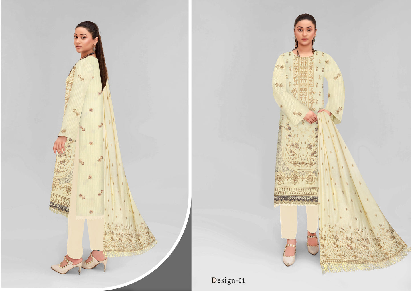 Zaleef Peach Leather Mother Collection Embroidered V-5 / D-1