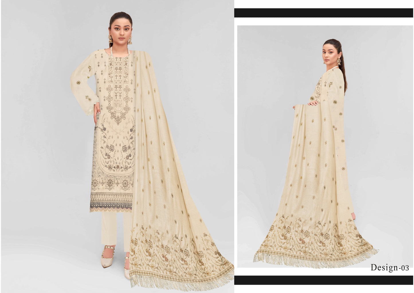Zaleef Peach Leather Mother Collection Embroidered V-5 / D-3