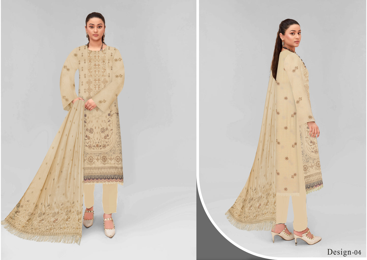 Zaleef Peach Leather Mother Collection Embroidered V-5 / D-4