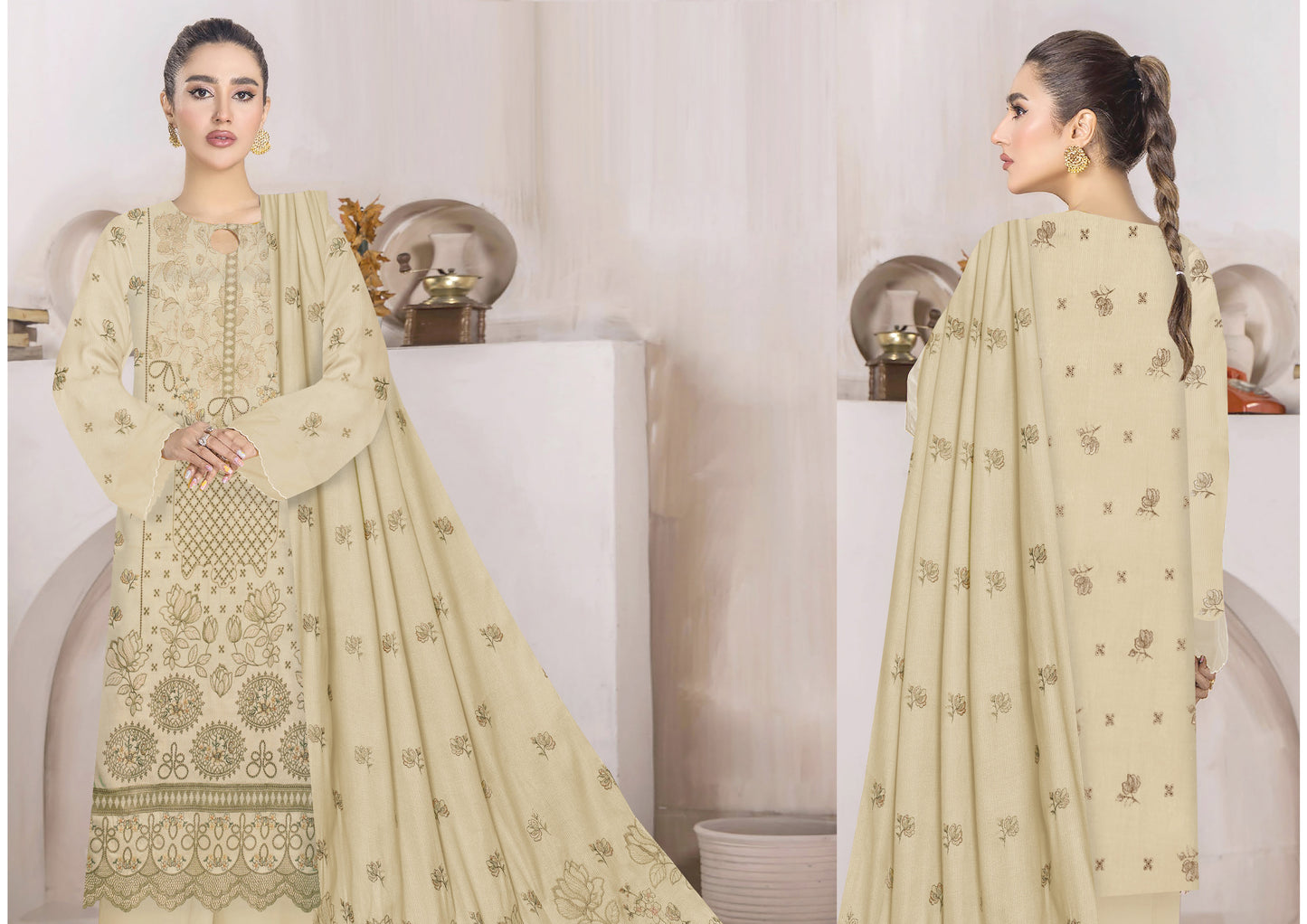 Zaleef Peach Leather Mother Collection Embroidered V-6 / D-5