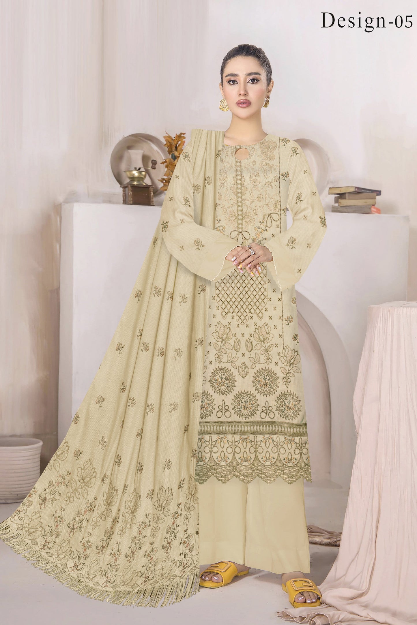 Zaleef Peach Leather Mother Collection Embroidered V-6 / D-5