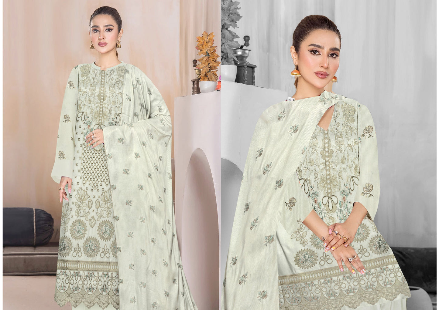 Zaleef Peach Leather Mother Collection Embroidered V-6 / D-1