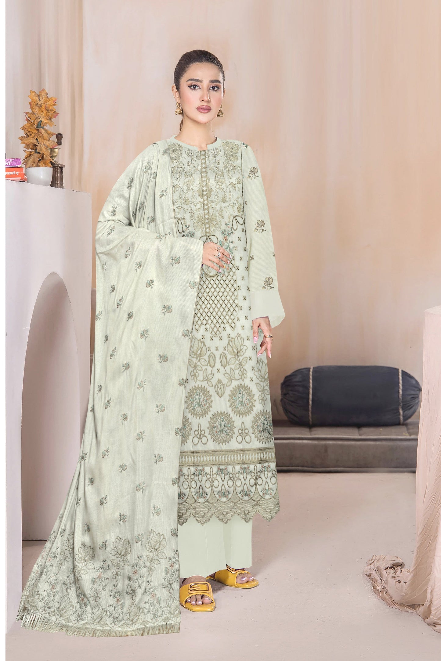 Zaleef Peach Leather Mother Collection Embroidered V-6 / D-1